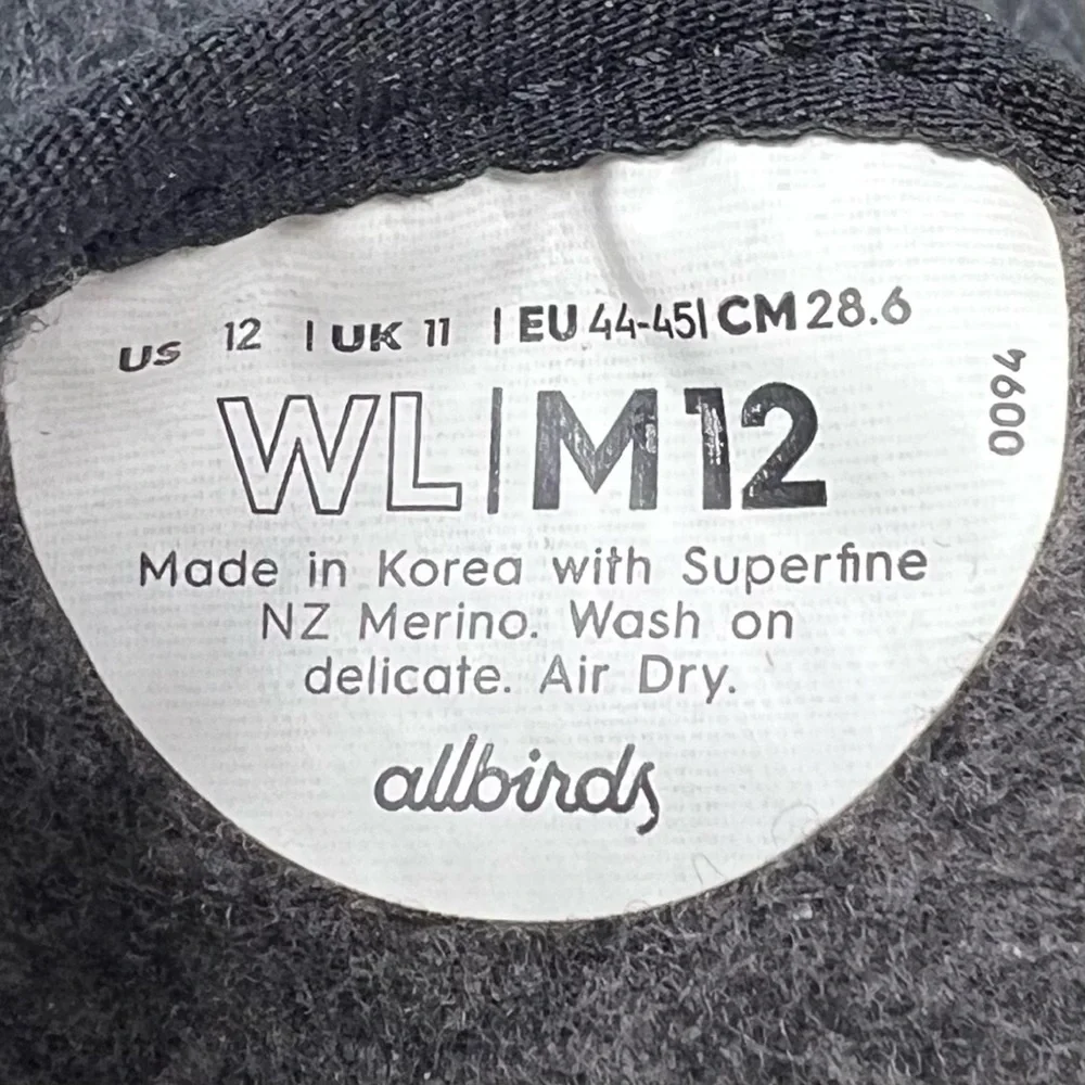 Allbirds Men’s Merino Wool Loungers Sz 12 Slip On Shoe Charcoal Grey Sneaker GUC